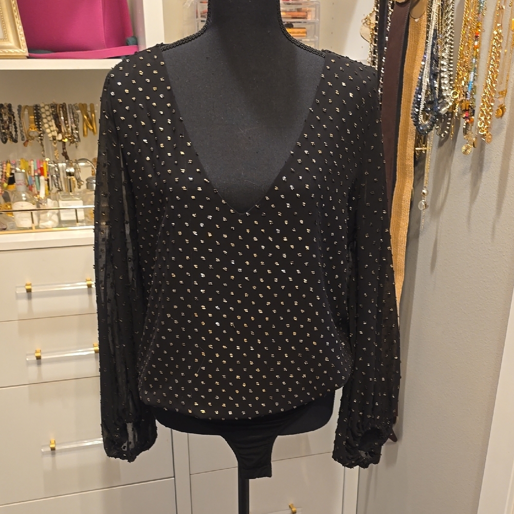 Buddy Love Black and Gold Women's Bodysuit